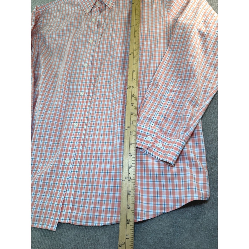 LL Bean Mens XL Slim Fit Wrinkle Free Plaid Button Down Shirt Orange Blue 301284 - Picture 5 of 6
